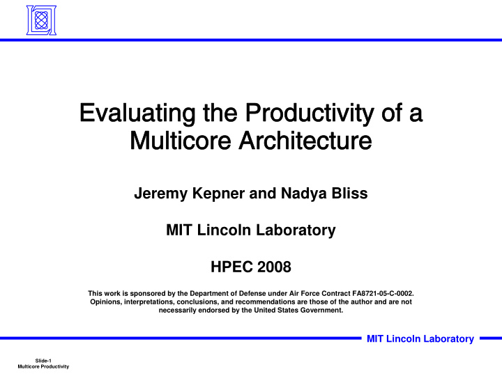 evaluating the productivity of a evaluating the