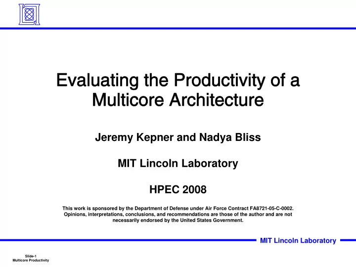 evaluating the productivity of a evaluating the
