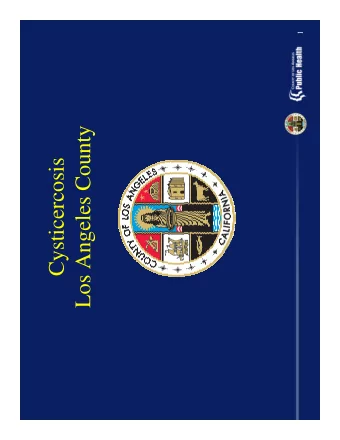 Los Angeles County  Cysticercosis  Public Health Problem Identified  LAC Cysticercosis