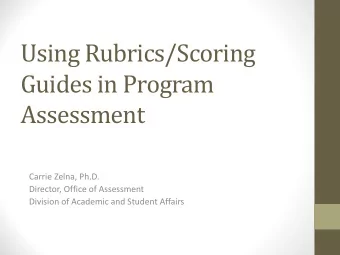 Guides in Program  Assessment  Carrie Zelna, Ph.D.  Director, Office of Assessment  Division of