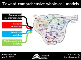 Toward comprehensive whole-cell models  Genomic and  biochemical data  Pathway  submodels