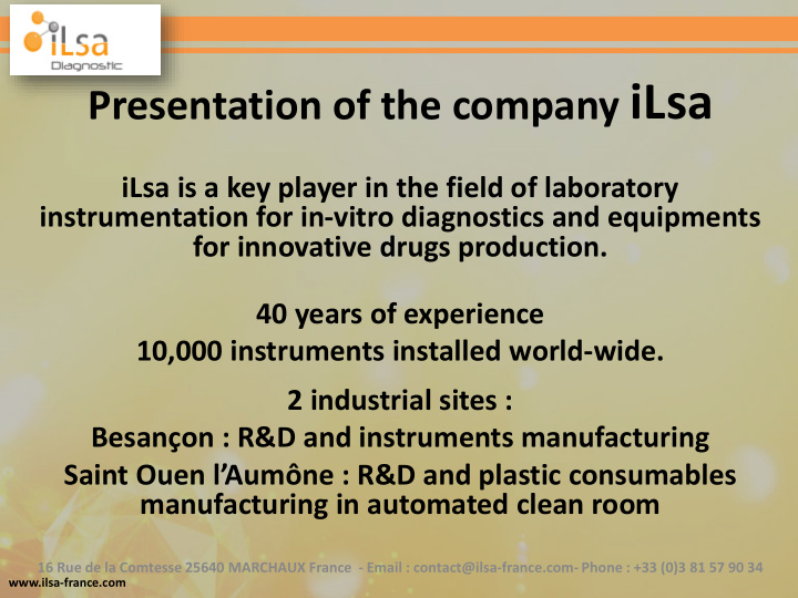 presentation of the company ilsa