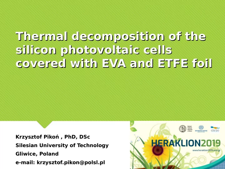 thermal decomposition of the thermal decomposition of the