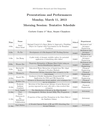 Presentations and Performances  Monday, March 11, 2013  Morning Session: Tentative Schedule Corbett
