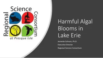 Blooms in  Lake Erie  Jeanette Schnars, Ph.D.  Executive Director  Regional Science Consortium