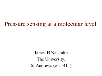 Pressure sensing at a molecular level  James H Naismith  The University,  St Andrews (est 1411)