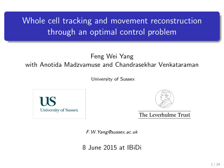 whole cell tracking and movement reconstruction through