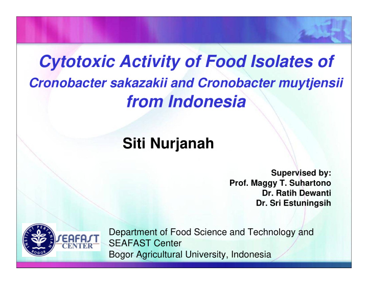 cytotoxic activity of food isolates of