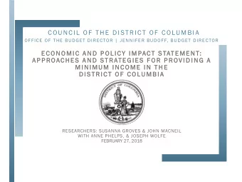 C OUN C I L  OF  THE DI STRI C T OF  C OLUMB I A  OFFICE OF THE BUDGET DIRECTOR | JENNIFER BUDOFF,