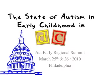 Act Early Regional Summit March 25 th &amp; 26 th 2010  Philadelphia DC  s Demographics  DC