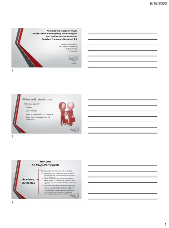 6/16/2020  Administrator Academy #1451  Teacher Evaluator Competency Skill Building for
