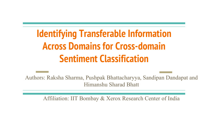 identifying transferable information across domains for