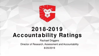 2018-2019  Accountability Ratings  Rachael Driggers  Director of Research, Assessment and