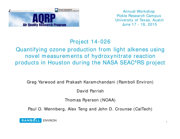 project 14 026 quantifying ozone production from light