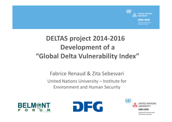 deltas project 2014 2016 development of a global delta
