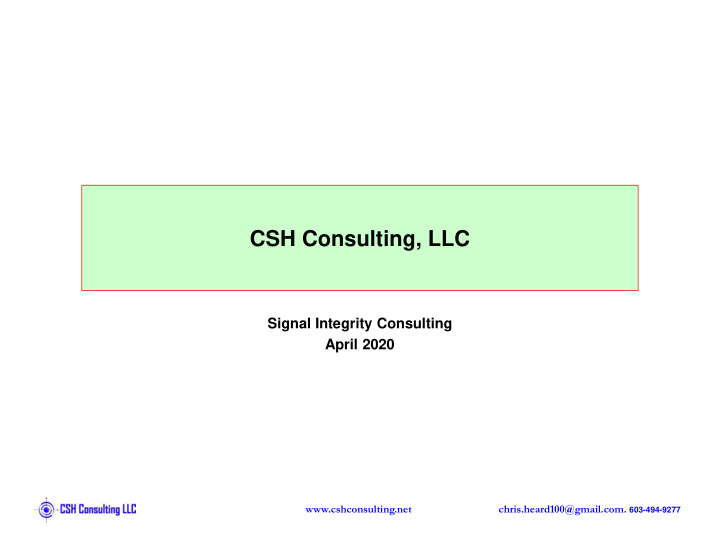 csh consulting llc