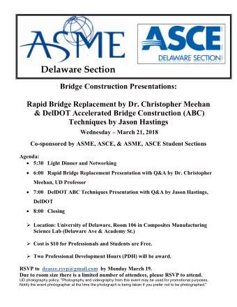 Delaware Section  Bridge Construction Presentations:  Rapid Bridge Replacement by Dr. Christopher