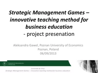 Strategic Management Games   innovative teaching method for business education  - project