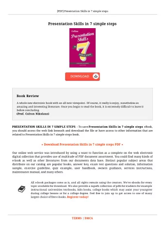 Presentation Skills in 7 simple steps  Presentation Skills in 7 simple steps  Book Review  Book