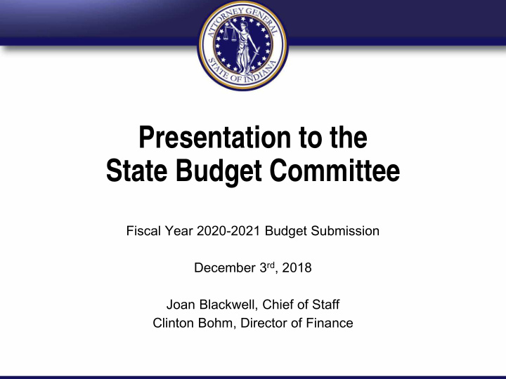 presentation to the state budget committee
