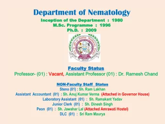 Department of Nematology  Inc  Inception  eption of  of t  the Depar  he Department  tment  :  1980