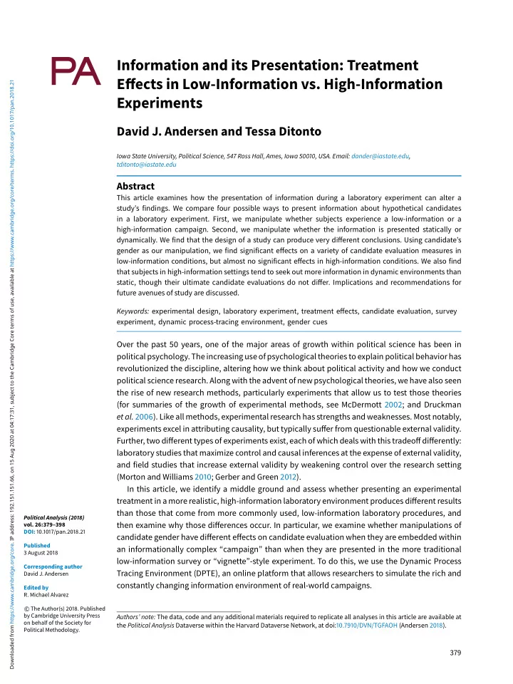 information and its presentation treatment effects in low