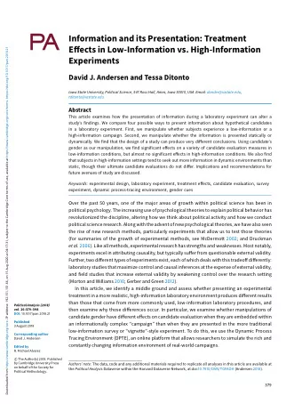Information and its Presentation: Treatment  Effects in Low-Information vs. High-Information