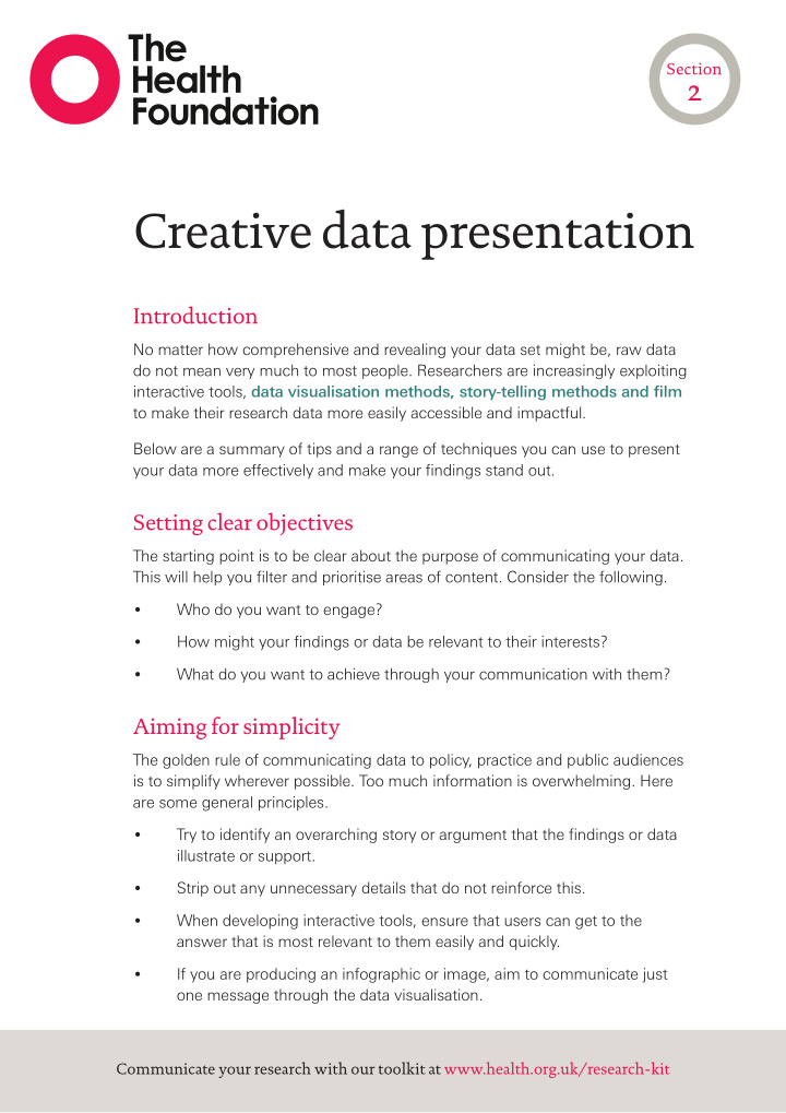 creative data presentation