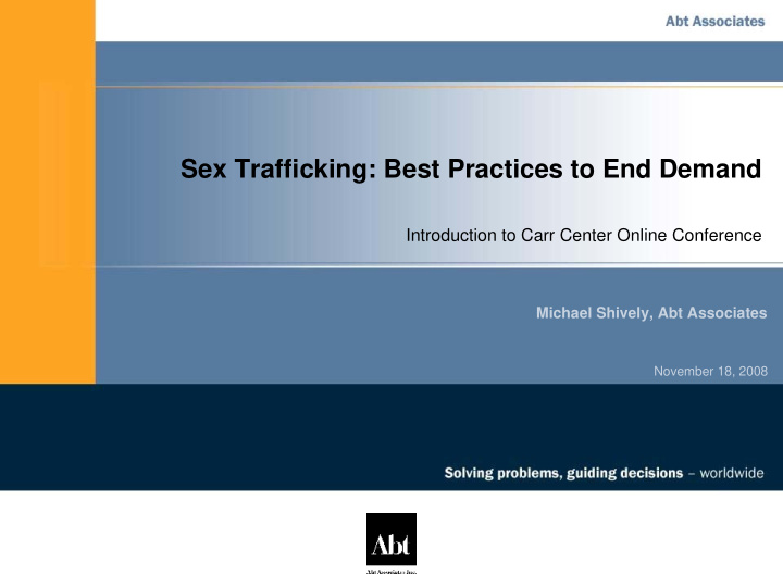 sex trafficking best practices to end demand