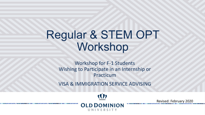 regular amp stem opt workshop