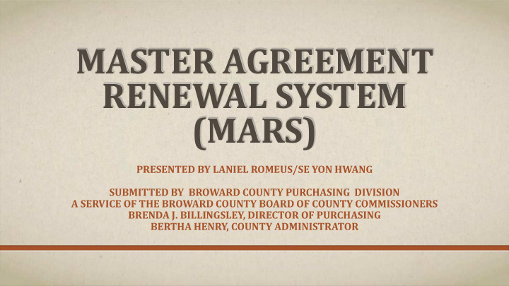 master agreement