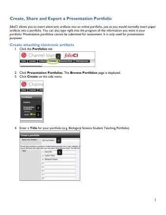 Create, Share and Export a Presentation Portfolio folio CI allows you to insert electronic