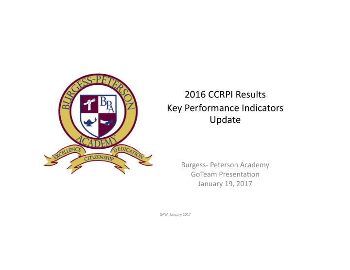 2016 ccrpi results key performance indicators update