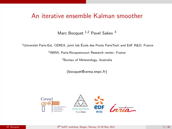 an iterative ensemble kalman smoother