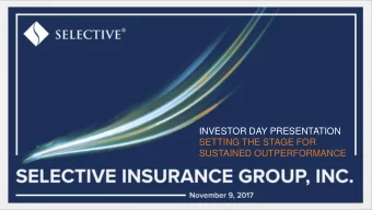 INVESTOR DAY PRESENTATION  SETTING THE STAGE FOR  SUSTAINED OUTPERFORMANCE  SAFE HARBOR STATEMENT