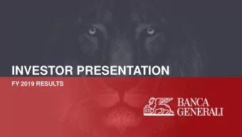 INVESTOR PRESENTATION  FY 2019 RESULTS  AGENDA  Preliminary remarks  Our Vision:  To Be the  2019