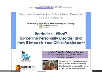 Learn how Dialectical Behaviour Therapy  is critical to people living w  ith emotional  regulation