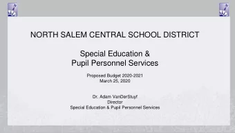 NORTH SALEM CENTRAL SCHOOL DISTRICT  Special Education &amp;  Pupil Personnel Services  Proposed