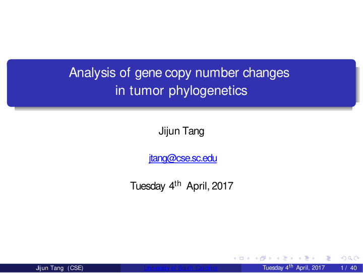 analysis of gene copy number changes in tumor