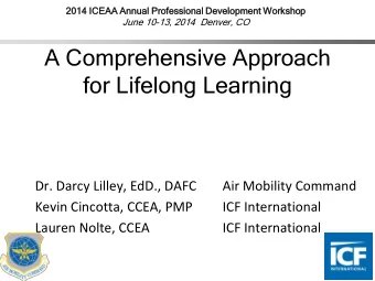 A Comprehensive Approach  for Lifelong Learning  Dr. Darcy Lilley, EdD., DAFC  Air Mobility Command