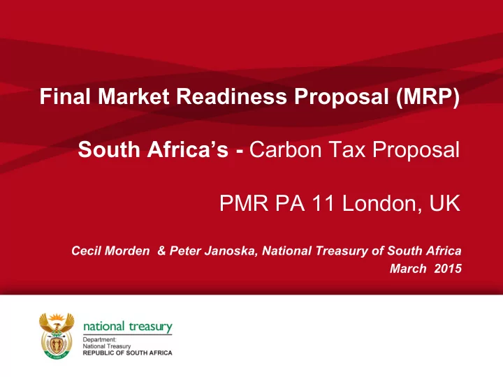 final market readiness proposal mrp south africa s carbon