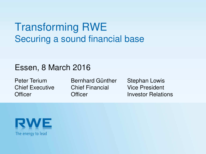 transforming rwe