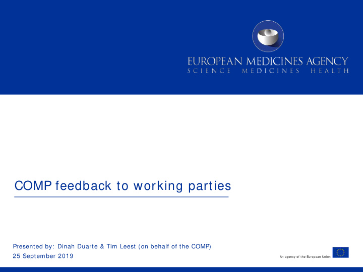 comp feedback to working parties