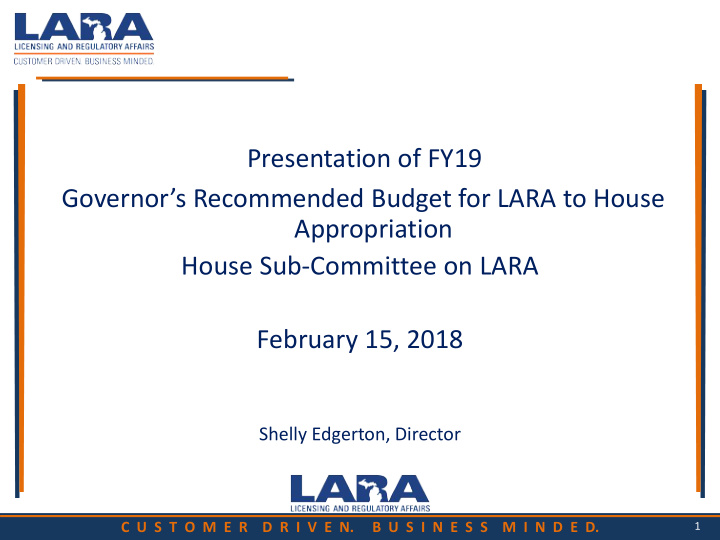 presentation of fy19 governor s recommended budget for