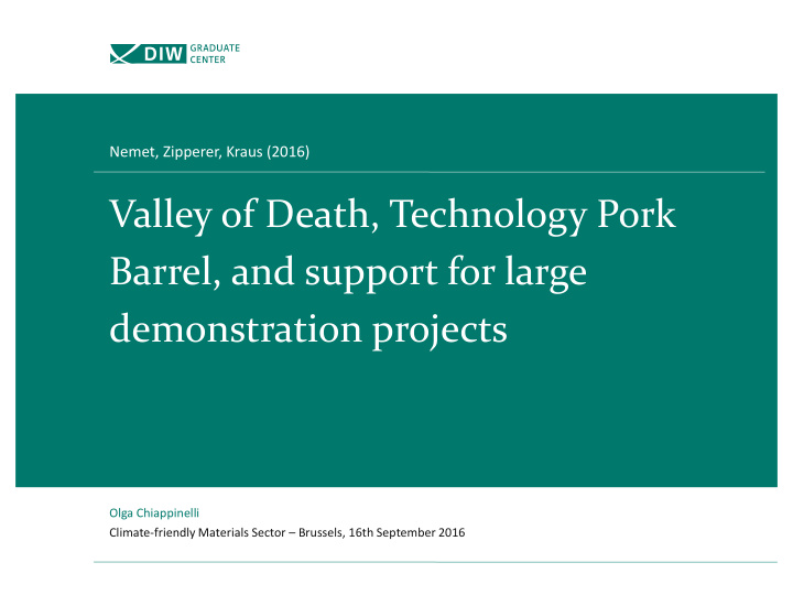 valley of death technology pork barrel and support for