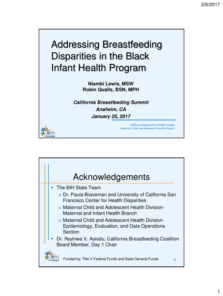 addressing breastfeeding disparities in the black infant