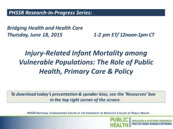 Vulnerable Populations: The Role of Public  Health, Primary Care &amp; Policy To  download today