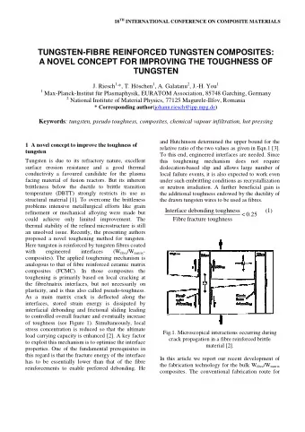 TUNGSTEN-FIBRE REINFORCED TUNGSTEN COMPOSITES:  A NOVEL CONCEPT FOR IMPROVING THE TOUGHNESS OF