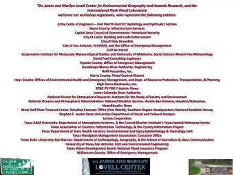 welcome our workshop registrants, who represent the following entities: Army Corps of Engineers