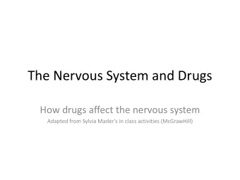 The Nervous System and Drugs  How drugs affect the nervous system  Adapted from Sylvia Maders in
